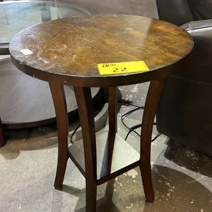 ROUND 2-TIER WOOD END TABLE 19" (SOME COSMETIC DAMAGE)