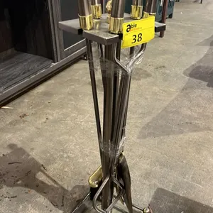STAINLESS STEEL & BRASS FIREPLACE TOOL SET