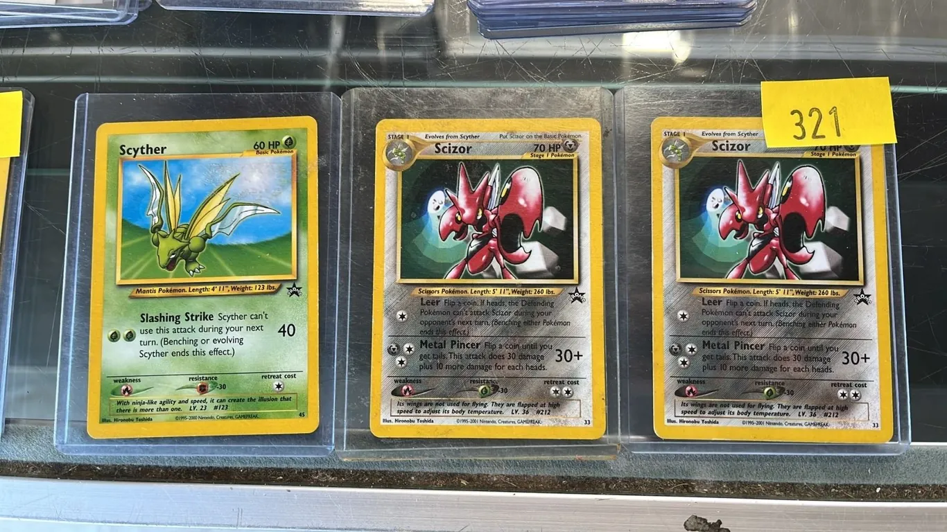 (3) WOTC POKEMON BLACK STAR PROMO CARDS: SCYTHER #45 & (2) SCIZOR #33
