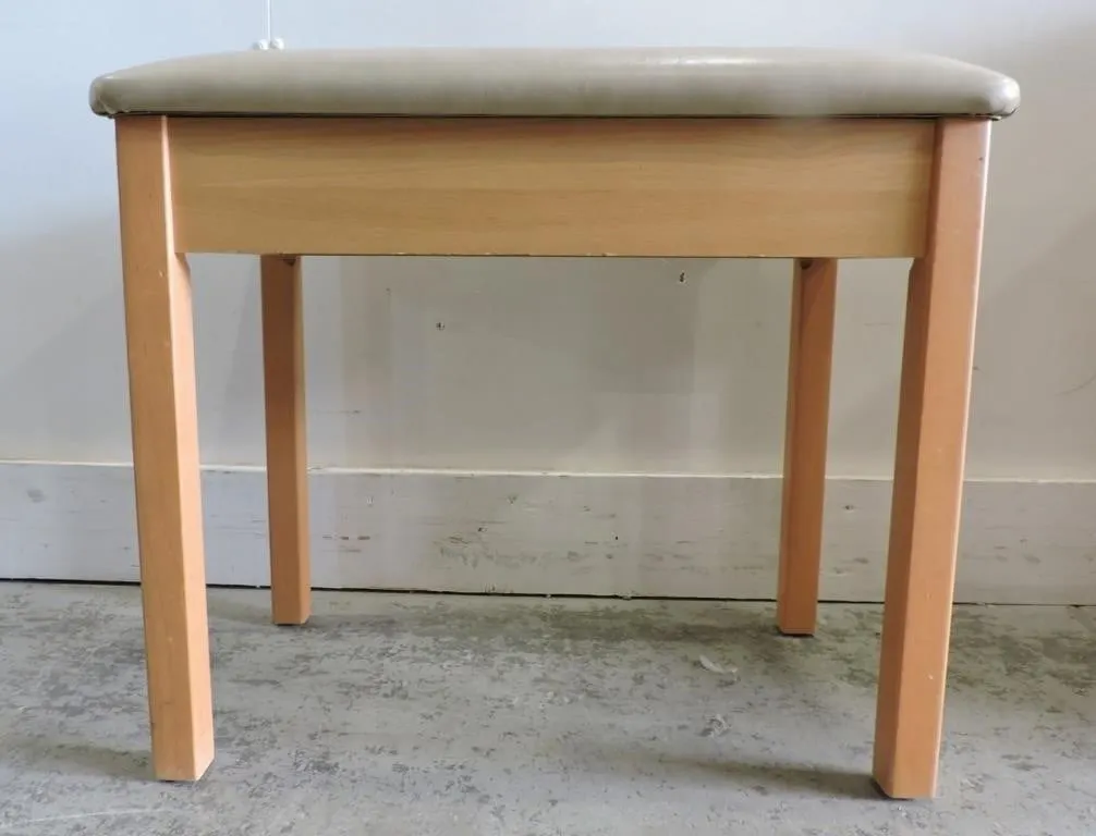 NATURAL WOOD FINISH BENCH WITH PADDED SEAT