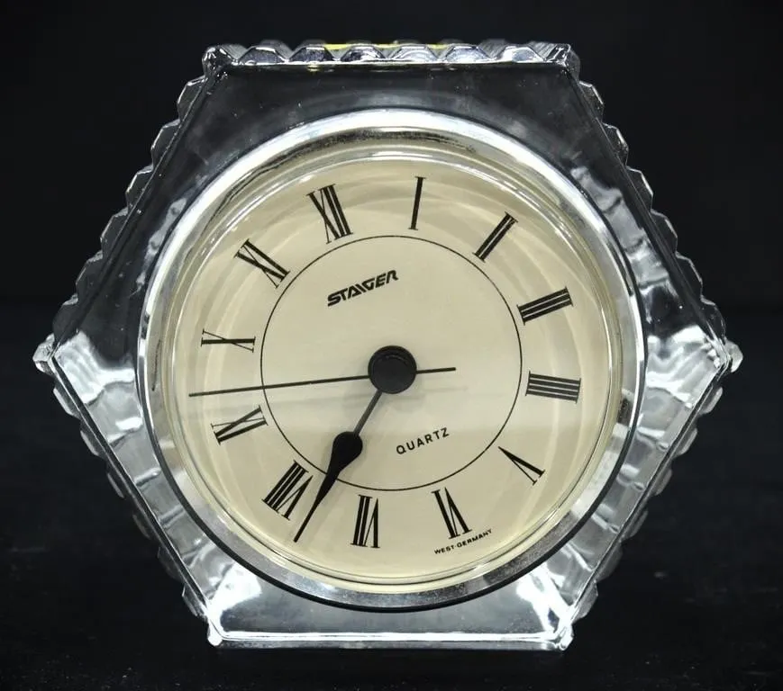 WEST GERMANY STAIGER LEAD CRYSTAL QUARTZ CLOCK