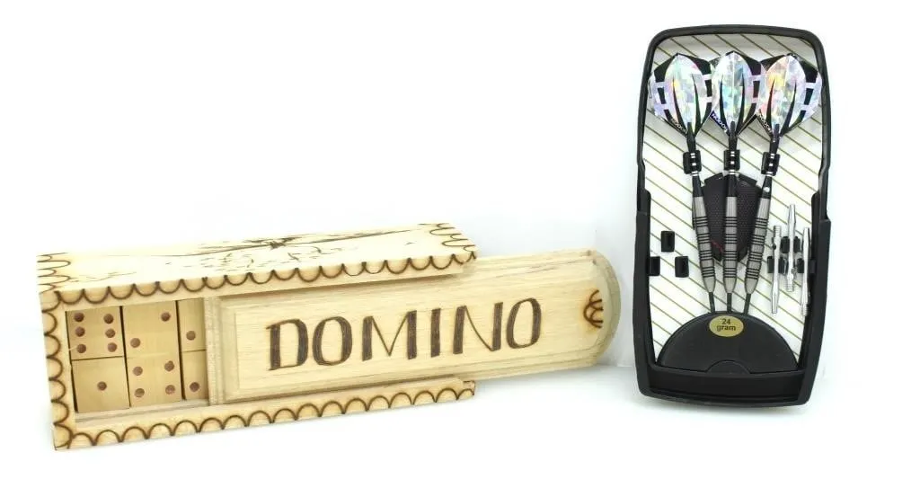 WOODEN DOMINO SET & NODOR DART NEEDLES SET