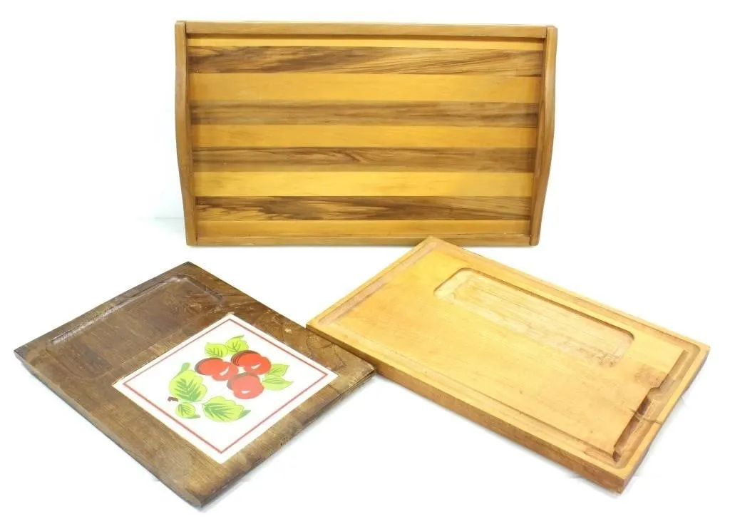 STRIPED WOOD TRAY & SMALL CHARCUTERIE BOARDS