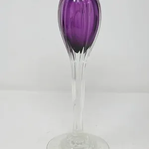 Vintage Purple & Clear Glass Mini Oil Lamp