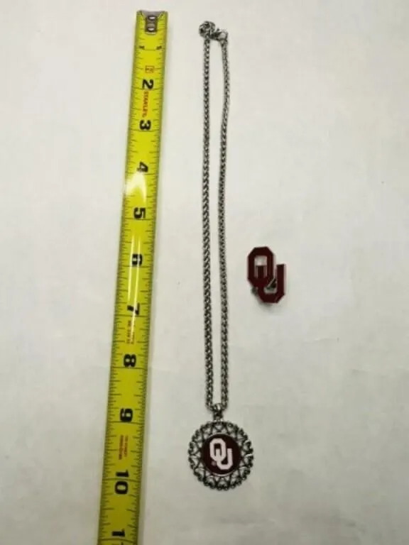 OU Necklace & tie tack 18" necklace