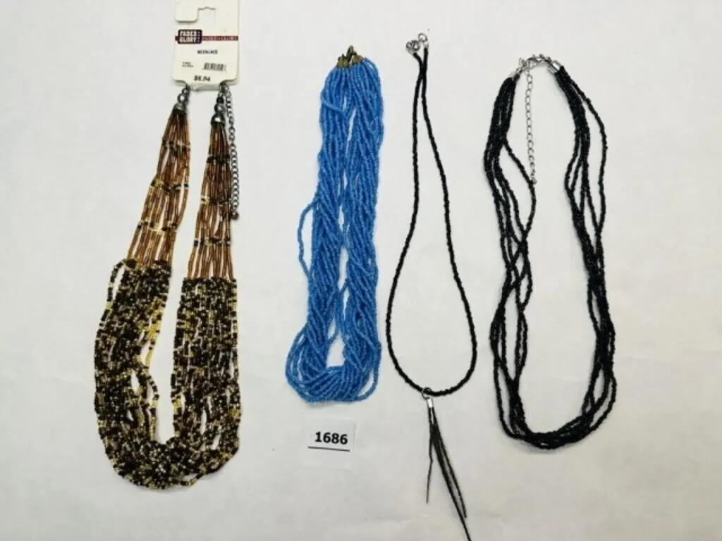 4 Multi Strand Seed Bead Twist Necklaces-18"