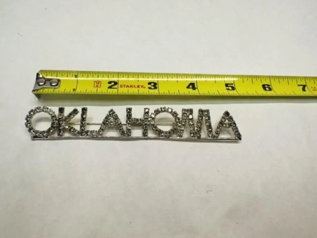 Oklahoma Rhinestone Brooch 5"