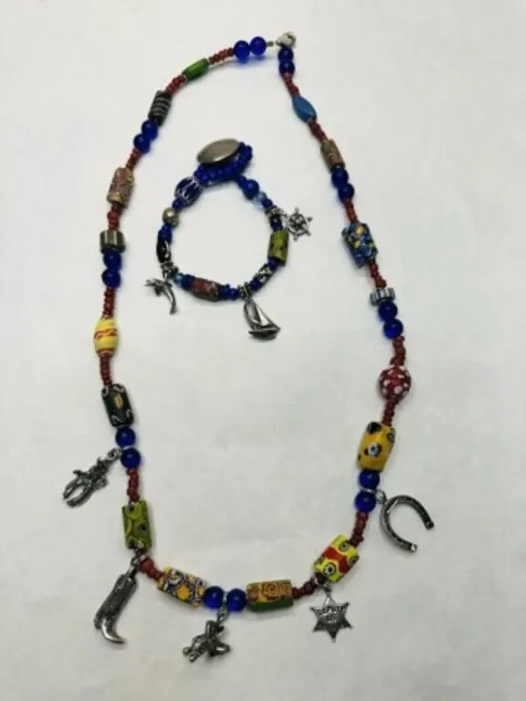 Charm Millefiori glass Bead 24" necklace & bracele