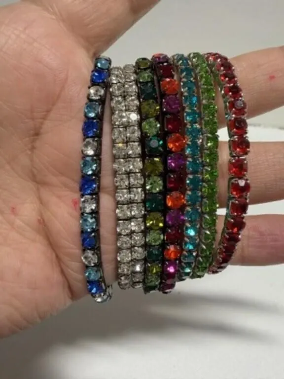 7 Stretch Rhinestone Bracelets