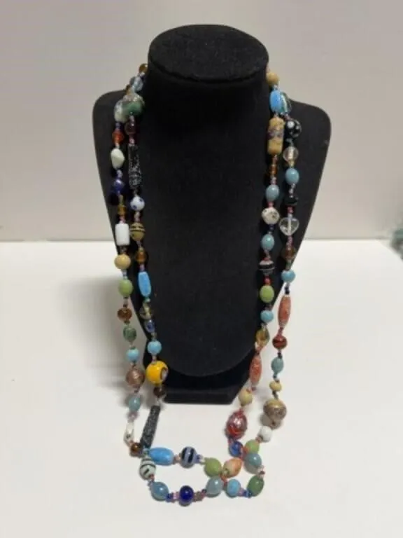 60" Multi-artisan Lampwork Glass Bead Necklace