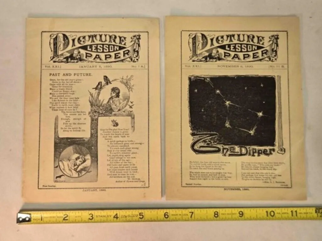 2 Antique Picture Lesson Papers