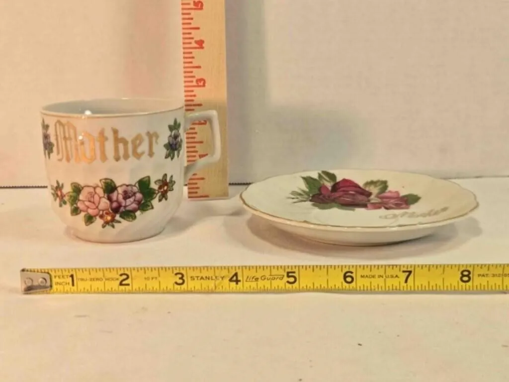 China "Mother" cup & saucer, both have roses