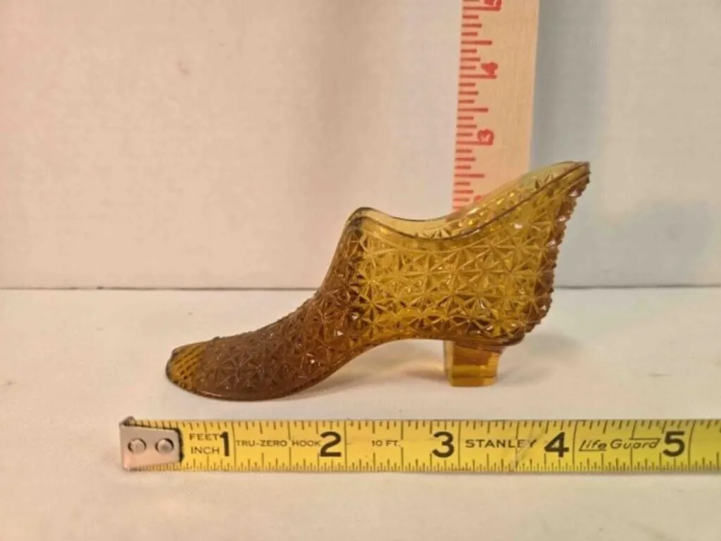 Amber Early American Pattern Glass slipper