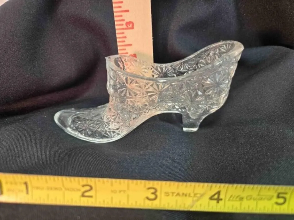 Clear Fenton glass ladies slipper, 6" long