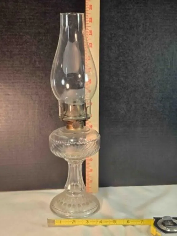 Oil lamp base, vintage style, 15" tall at chimney