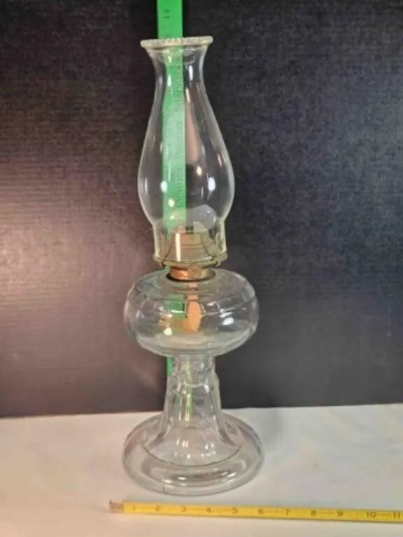 Oil lamp base, vintage style, 18" tall at chimney