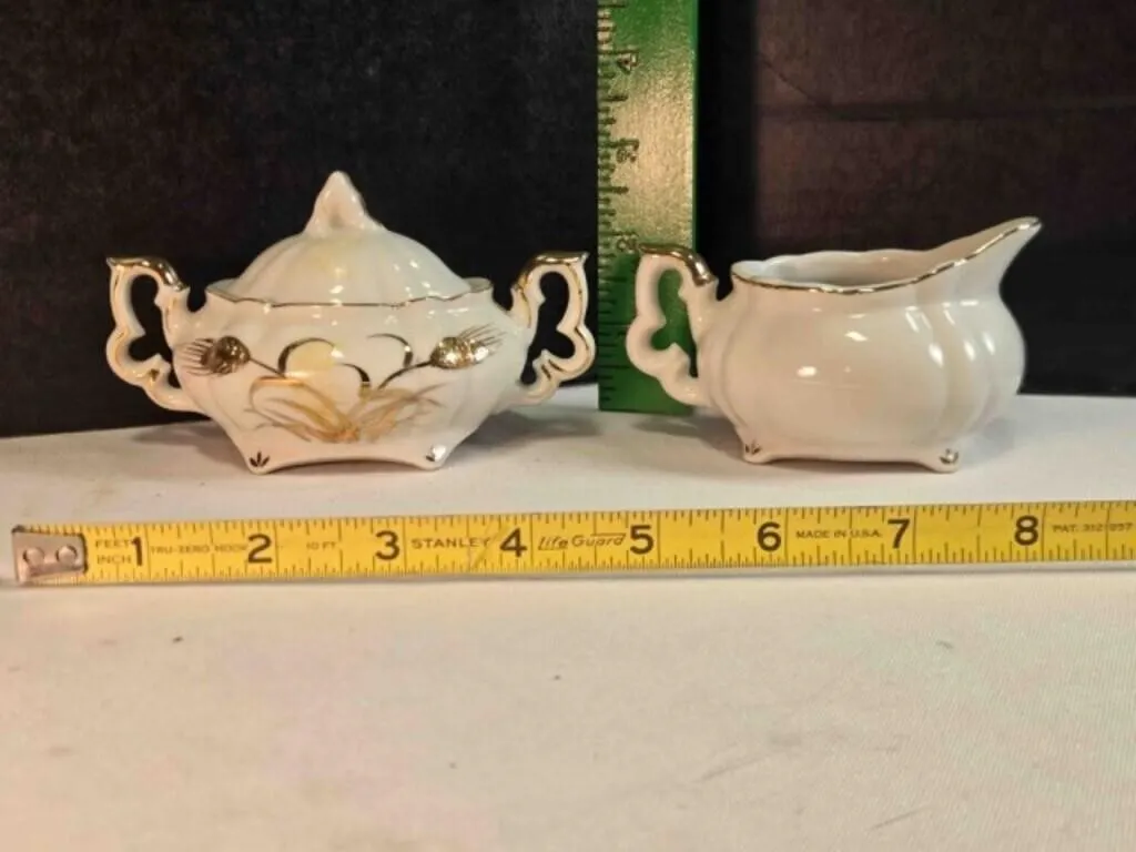 China Creamer & Sugar Bowl, Lefton China, 2"