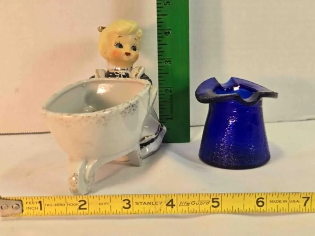 Girl &wheelbarrow planter & ashtray
