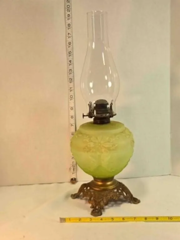 Vintage oil lamp, 19" tall