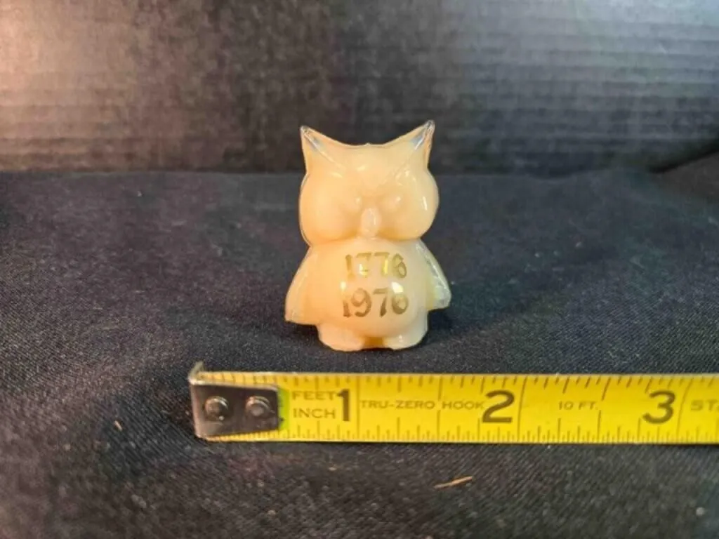 Bi-Centennial Crown Tuscan glass owl figurine
