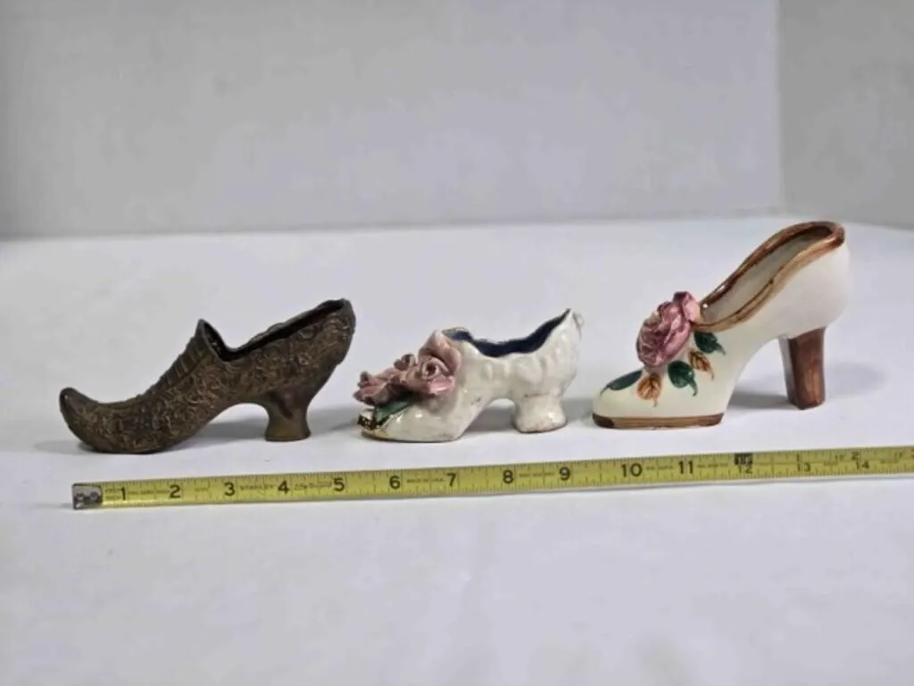Hand-painted porcelain high heel shoe figurine