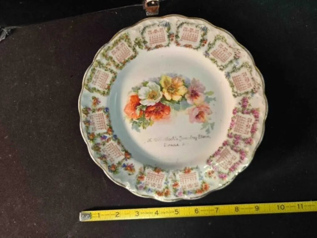 1909 Calendar China plate, 9" across