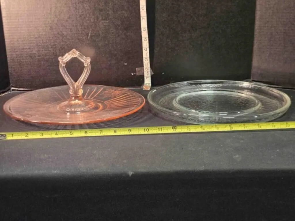 2 clear glass relish trays