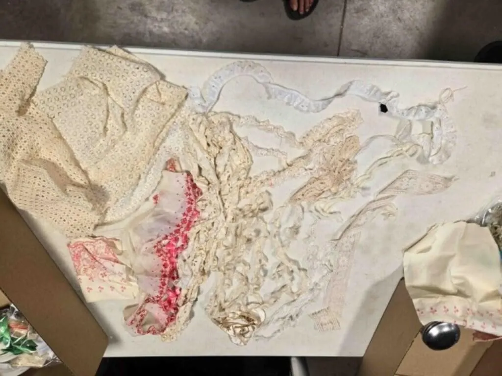 Craft remnants, lots of lace