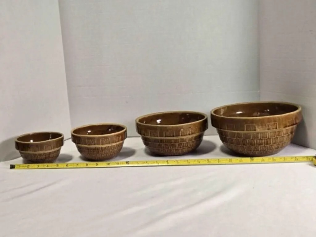 4 Ceramic bowls, 9", 8", 6", 5" across