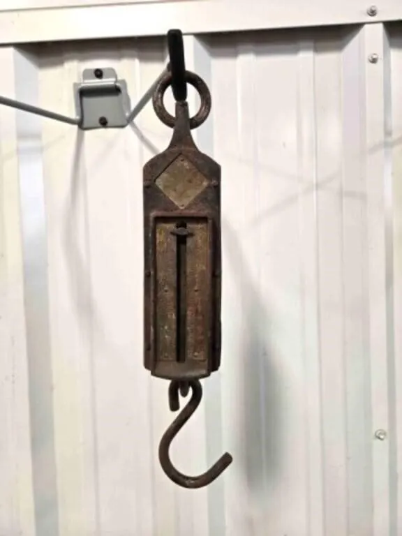Cast iron & brass hanging spring balance scale