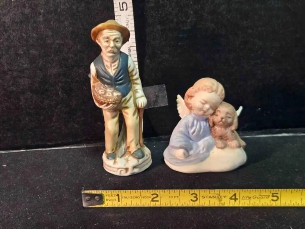 2 hand-painted porcelain figurines