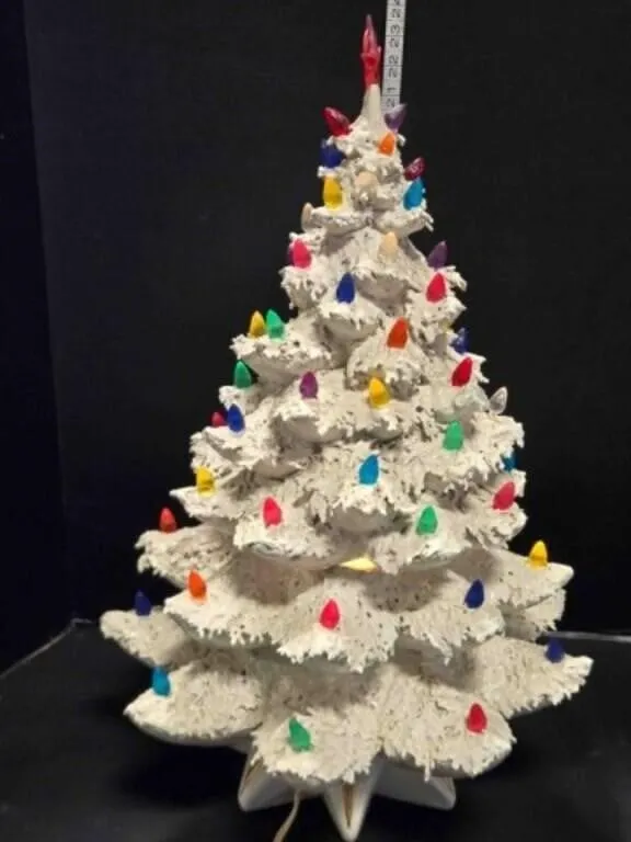 White ceramic Christmas tree, electric works