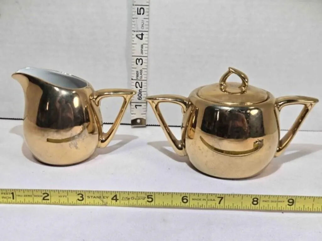 Creamer /sugar bowl set, Hall's Golden Glo ceramic