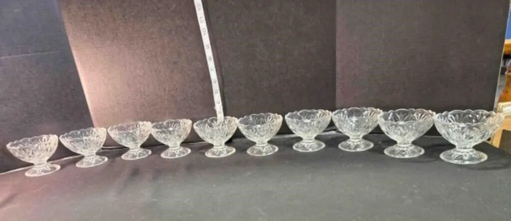 10 Cut glass pedestal dessert bowls