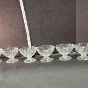 10 Cut glass pedestal dessert bowls
