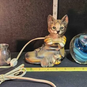 Puss N boots nightlight, glass orb, SS pitcher