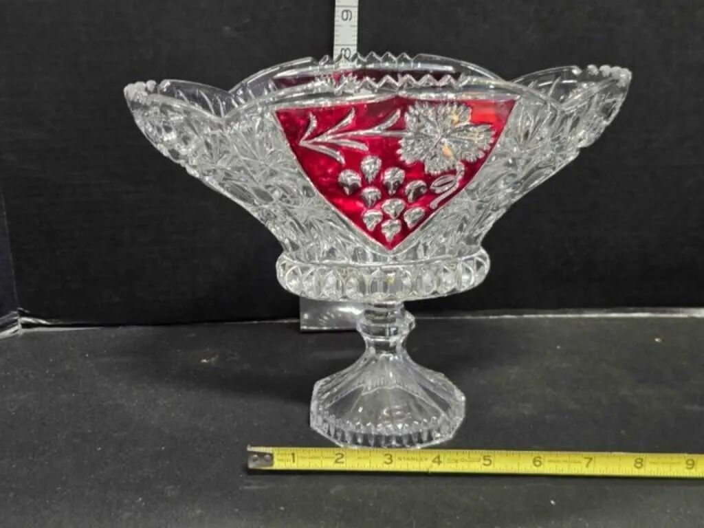 German Anna Hutte lead crystal pedestal bowl
