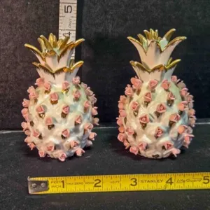 Pair of Lefton pineapple-shaped bottles w/stopper