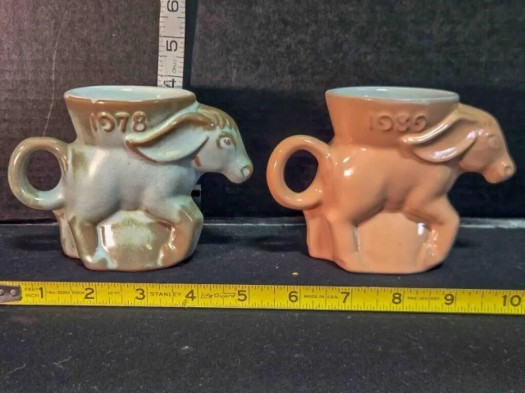 2 Frankoma Pottery Democratic Donkeys - 1978 &1989