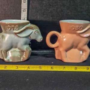 2 Frankoma Pottery Democratic Donkeys - 1978 &1989