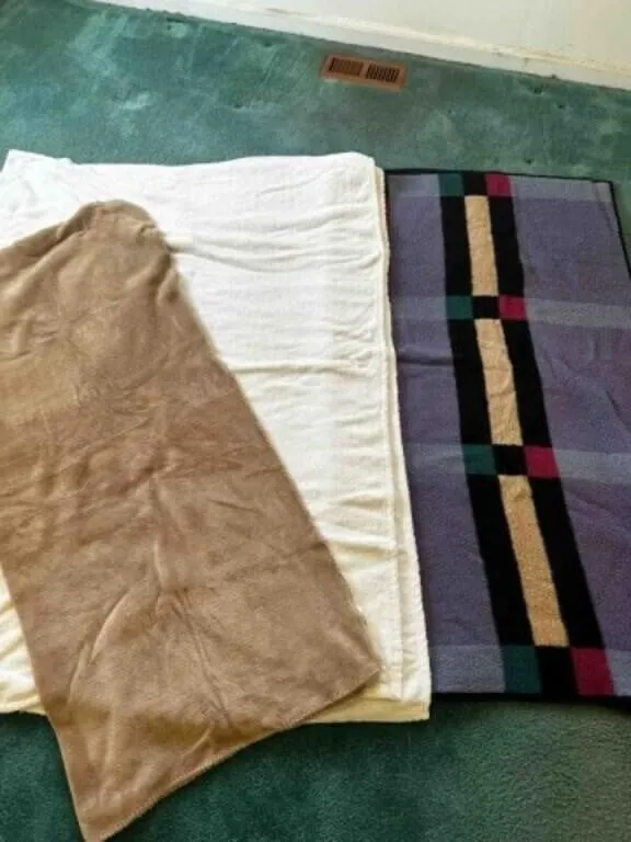 3 Fleece Throws, show some wear