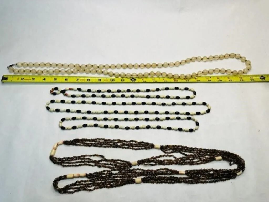3 Wood Bead Necklaces, Seed Twist Bead Necklace,
