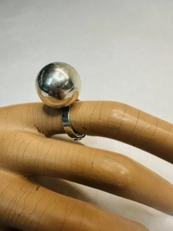 Sterling Silver 925 Ball Ring adjustable band-mark