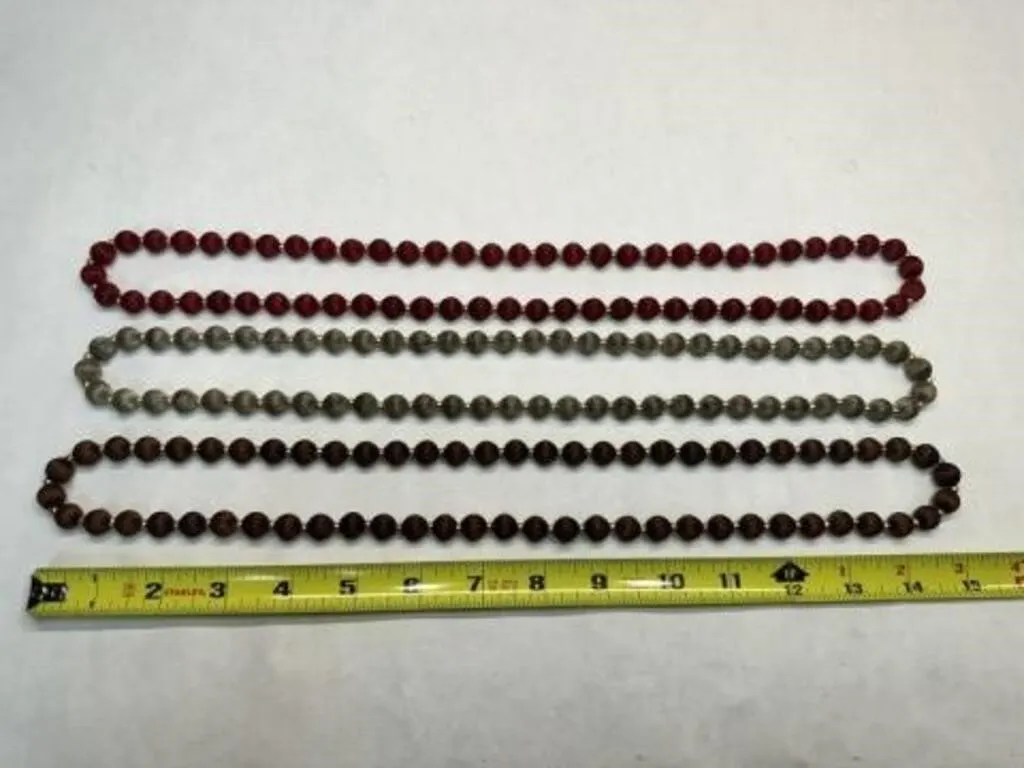 3 Satin Bead Necklaces 30"