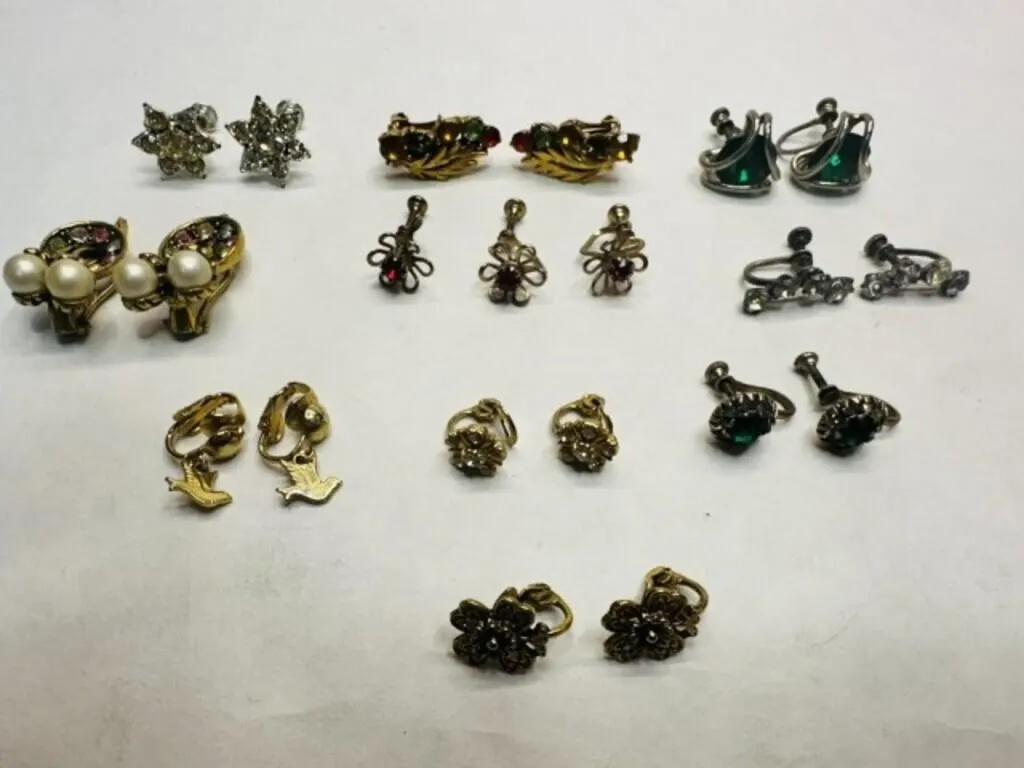 12 pr Vintage Ladies Earrings-Clip-on & Screw