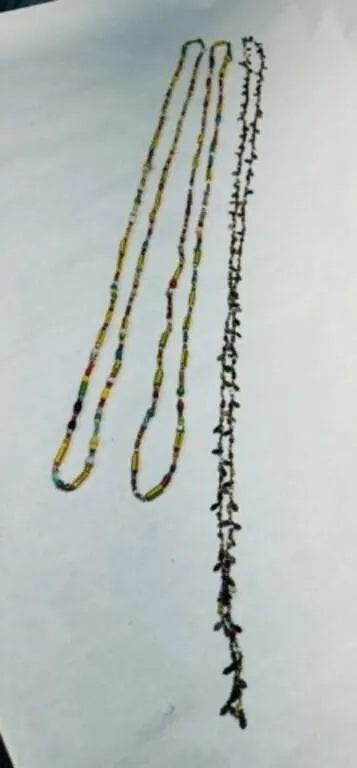 3 colorful Necklaces-glass beads bugle beads-chain