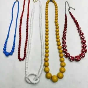 5 Colorful Single Strand Fashion Necklaces 1980's