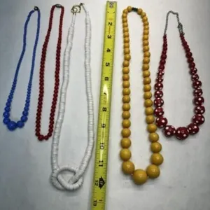 5 Colorful Single Strand Fashion Necklaces 1980's