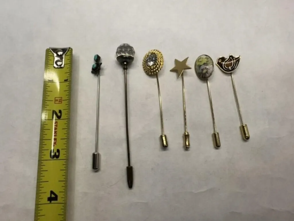 6 Vintage Stick Pins Lapel Pins
