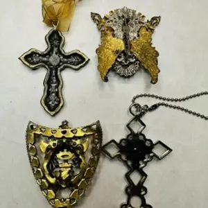 Rhinestone Cross Pendants, Shield Gold tone pendan
